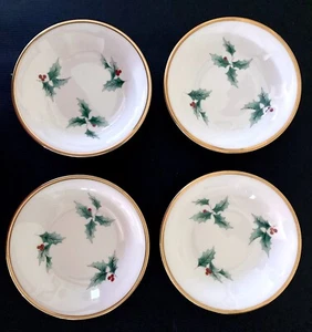Lot 4 MIKASA Fruit Dessert Sauce 5 3/4 Bowls Ribbon Holly CAF03 Ex Cond Xmas - Picture 1 of 4