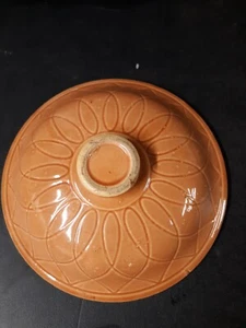 VINTAGE WATT POTTERY CROCK LOOPS OVENWARE CASSEROLE PUMPKIN Orange LID ONLY - Picture 1 of 3