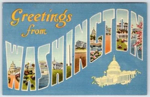 AÑOS 1940 SALUDOS DESDE WASHINGTON DC CARTA GRANDE LINO DE COLECCIÓN POSTAL - Imagen 1 de 2
