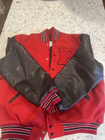 MENS Rutgers Scarlet Knights WOOL Varsity Jacket RED/BLACK SIZE XL NEW Cover