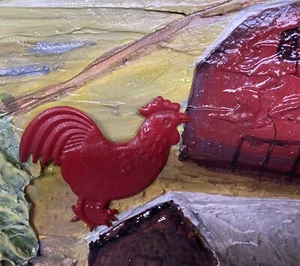 Primitive Rustic Country House Farm Animal RUSTY RED ROOSTER 3D MAGNET Prop - Picture 1 of 4