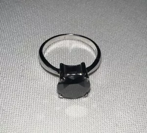 925 Sterling Silber Ring runder schwarzer Stein Größe 6,75 - Bild 1 von 5