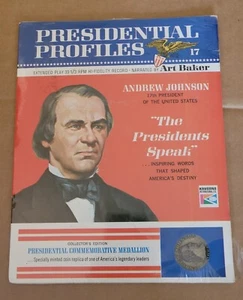 1966 Andrew Johnson Art Baker Presidential Profiles 33 1/3 RPM Record Medallion - Bild 1 von 6