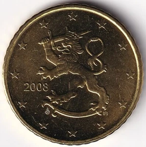 Moneta 50 Centesimi Finlandia - 2008 - "Leone con Spada e Corona" - Foto 1 di 2