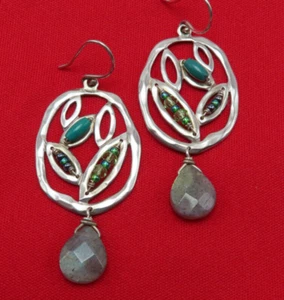 Silpada Sterling Silber Ohrringe Labradorit Türkis W2213 groß 2 Zoll 121c - Bild 1 von 9
