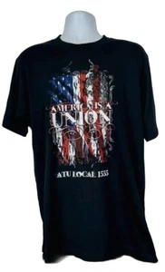 Union Line America Is Union Black Short Sleeve Men's T-shirt Large USA - Picture 1 of 4