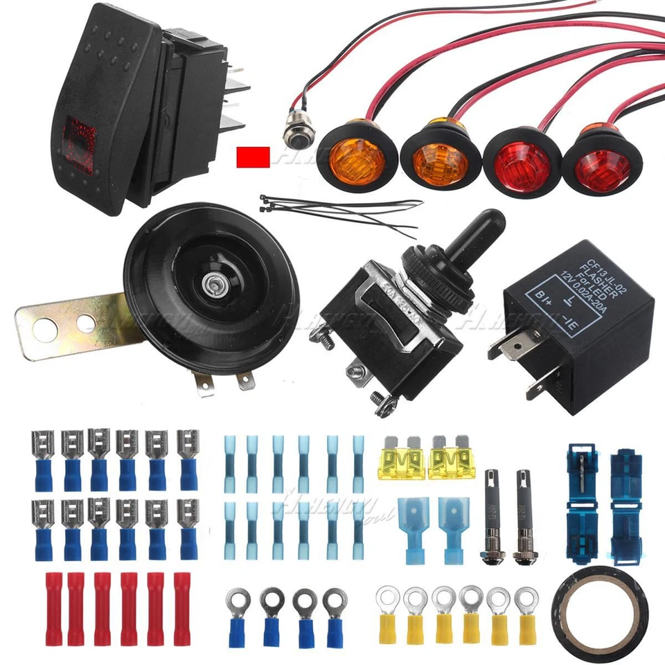 LED Turn Signal Light w/ Horn Kits DIY Rocker Switch For Polaris Ranger ATV UTV - Image 1 of 4