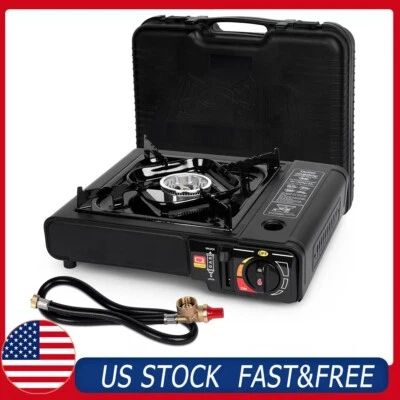 Black Dual Fuel Stove Portable Camping Stove W/ Case & Propane Regulator Hose US - Image 1 of 4