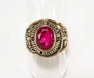Vintage 1973 Morris Hills High School NJ USA 10K Gold Garnet Class Ring Sz 7.5 - Picture 1 of 13