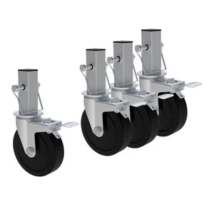 4Pcs 5 Inch Scaffolding Caster Wheels 360 Degree Rubber Swivel Wheel Versatile - Picture 1 of 7
