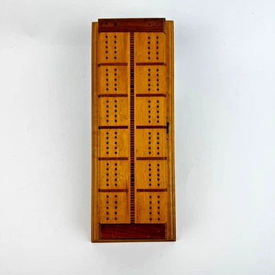 2 Track Cribbage Board Game Set with Storage for Cards Wood - NO PIN - Image 1 of 4