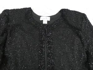 Laurence Kazer Jacke Damen 1X schwarz Sequenz formell Seide Perlen Abendmode - Bild 1 von 17