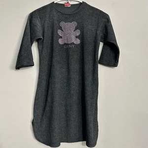 CozyKidz Girls' Black Teddy Bear T-Shirt Dress Size S Casual 3/4 Sleeve - Picture 1 of 5