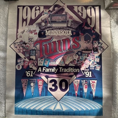 Minnesota Twins 30 Year Anniversary Poster 1991 MLB Baseball Wall Art Man Cave - Image 1 of 4