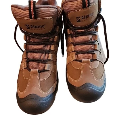 Men's Brown Lace Up Reinforced Toe Waterproof Hiking Boots Alpine Design, NIB - Image 1 of 4