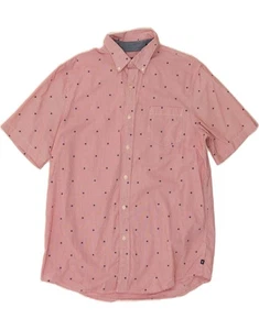 CHAPS Mens Short Sleeve Shirt Large Pink Striped Cotton DJ34 - Picture 1 of 3