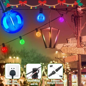 30M Party 50LED Mains Powered Multi coloured Outdoor Festoon Garden String Light - Picture 1 of 18