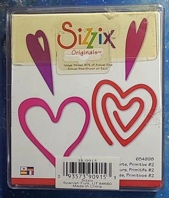 Sizzix Hearts, Primitive #2 Die. #654998. Diseñadora Emily Humble. San Valentín Foto 1 de 2