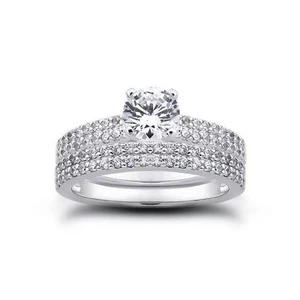 1.20ct G SI1 Round Earth Mined Certified Diamonds 14k Ring with Matching Band - Picture 1 of 4