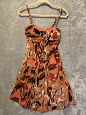 Vestido midi sin mangas Bisou Bisou para mujer talla 8 naranja forrado festival años 70 Y2K Foto 1 de 4