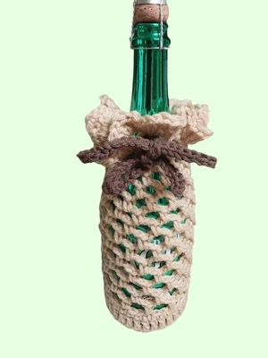 Bolso de regalo acrílico HECHO A MANO ganchillo vino/botella cozi/regalo Foto 1 de 4