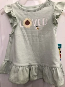 BABY GIRLS SIZE 18 M SLEEVELESS DRESS GARANIMALS GREEN LOVED SUNFLOWER AND BEE - Picture 1 of 4