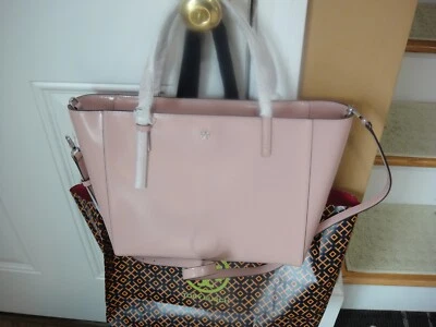 NOVA Bolsa Tote Tory Burch Emerson Couro Patente Argila Rosa Ba $428.00.100% AUTÊNTICA - Imagem 1 de 4