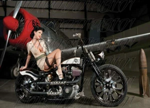SEXY PIN UP GIRL HOT ROD RAT FINK MOTORCYCLES TOOLS GUNS STICKER - Picture 1 of 1