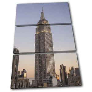 Empire State New York Landmarks TREBLE CANVAS WALL ART Picture Print - Picture 1 of 1