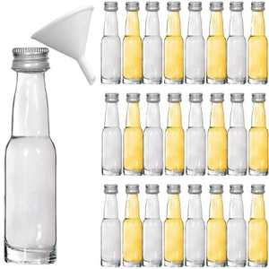 25 Mini Glasflaschen 20 ml Ölflasche Kropfhalsflasche Schnapsflaschen + Trichter - Bild 1 von 6