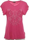 Chillytime Shirt Longshirt Blouse T-Shirt Tunic Top Studs V-Neck Pink 266691