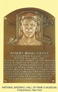Postcard Robert Lefty Grove Philadelphia Athletics Hall of Fame Cooperstown MINT - Picture 1 of 1