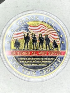 Thank You Veteran for Your Service Honoring All Who Served Challenge Coin - Picture 1 of 3