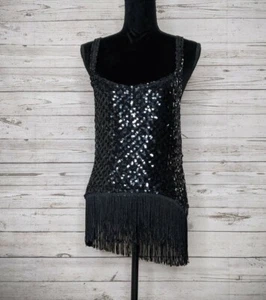 Toppettes by A Brod 70er Jahre Pailletten Fransen Flapper Rockabilly Tank Top Damen S - Bild 1 von 7