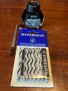 Cartuchos de pluma estilográfica Waterman y lote de 50 ml de tinta negra - Imagen 1 de 5