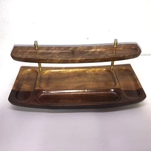 VINTAGE Herren Walnuss Holz Diener 2 Ebenen MCM Schmuck Geldbörse Schlüssel - Bild 1 von 7