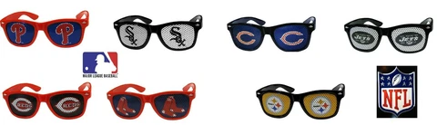 1 pair NEW Sunglasses FUN Novelty only Lenses Official NFL or MLB Choose Team Cover