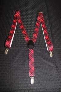 Kids Red Plaid Suspenders - Christmas, Valentine's Day (2 pr. avail.) - Picture 1 of 2