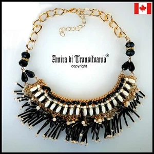 Luxury Jewelry Simulated Diamond Gold Silver Precious Stones Necklace Woman Bib - Picture 1 of 24