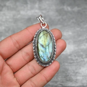 Beauty Labradorite  Gemstone 925 Sterling Silver Handmade Pendant AS-36 - Picture 1 of 3