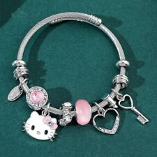 Hello Kitty pink & silver charm bracelet Fashion Trend y2k girl Sanrio Jewelry