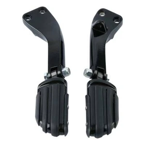Black Passenger Footpeg Mount Bracket Fit For Harley Dyna Fat Bob 2008-2017 2016 - Picture 1 of 12