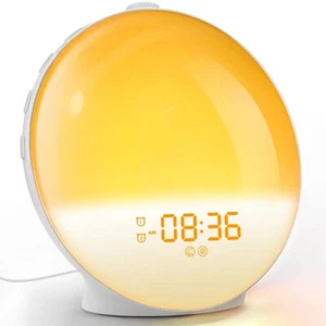 Colored Sunrise Wake-up Light Sunset Simulation Alarm Clock FM LED Night Lamp - Picture 1 of 5
