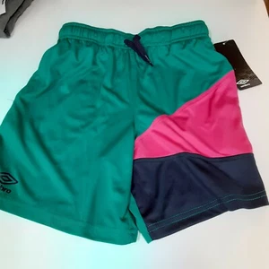 Umbro Boys Teal/Navy/Pink Retro Style Active Shorts Polyester NWT - Picture 1 of 4