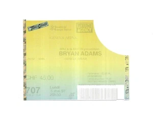 RARE / TICKET BILLET CONCERT - BRYAN ADAMS : LIVE A GENEVE ( SUISSE ) 1997 PLACE - Foto 1 di 3