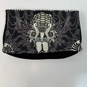 Camilla Black Suede Unguarded Virtue vintage fold over clutch Beaded - Foto 1 di 12