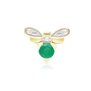 Honeycomb Inspired Emerald and Diamond Bee Pin in 9ct Yellow Gold - Picture 1 of 1