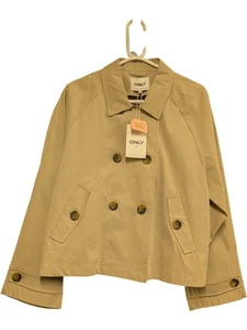 ONLY Women's Short Trench Coat Beige Recycled Polyester Size XL (KN) - Picture 1 of 9