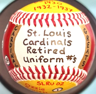 HAND PAINTED BASEBALL ST. LOUIS CARDINALS RETIRED JERSEY #'S MUSIAL OZZIE DIZZY+ - Image 1 of 4