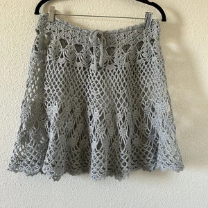 Crotchet Skirt Scallop Fit Women’s Medium Gray Boho Festival Fairy Cottagecore - Picture 1 of 8